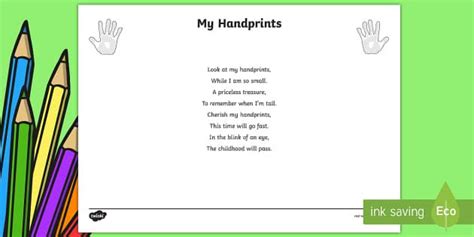 handprints poem poems handprint poem display lettering