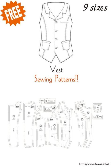 vest  sewing patterns vest sewing pattern diy vest pattern mens