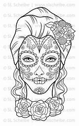 Coloring Pages Cholo Dead Skull Tattoo Calavera Adult Muertos Dia Los Girl Sugar Halloween Drawings Color Etsy Digital Printable Stamp sketch template