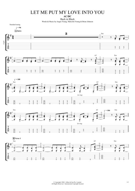 Let Me Put My Love Into You By Ac Dc Full Score Guitar