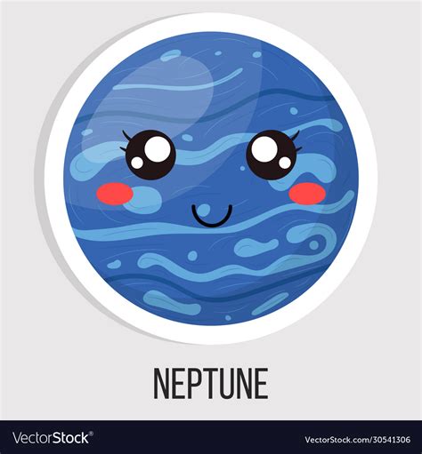 cartoon cute neptune planet isolated  white vector image