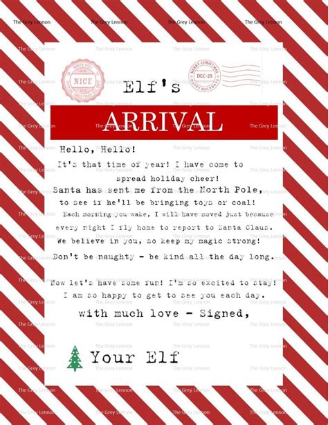 editable easy christmas elf arrival  letter  night