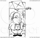 Franklin Benjamin Cartoon Experiment Kite Doing Coloring Clipart Thoman Cory Outlined Vector 2021 sketch template