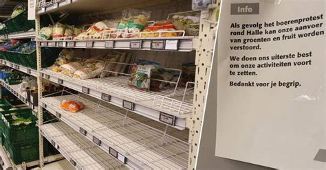 winkelvoorraad colruyt slinkt door blokkades van boeren aanvoer van groenten en fruit