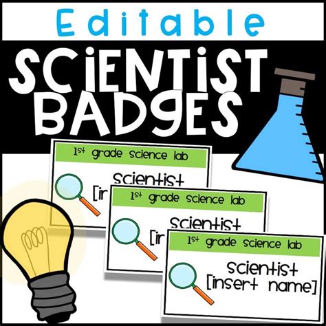 scientist badges editable learning science st grade science