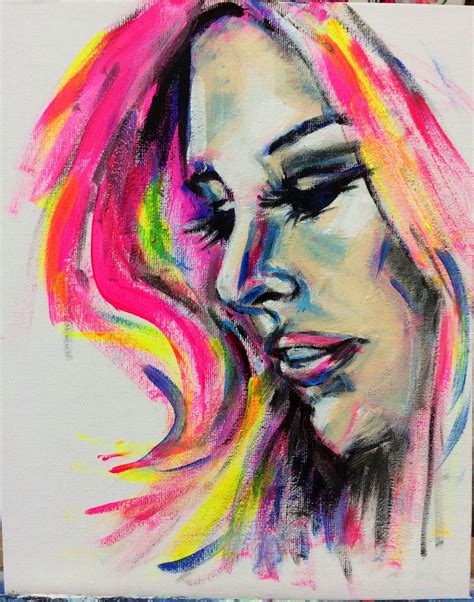 colourful portrait  acryl zeichnungen