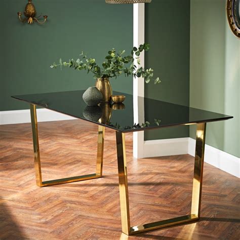 lpd antibes black high gloss dining table  polished