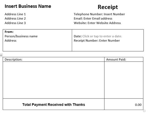 editable sales receipt template