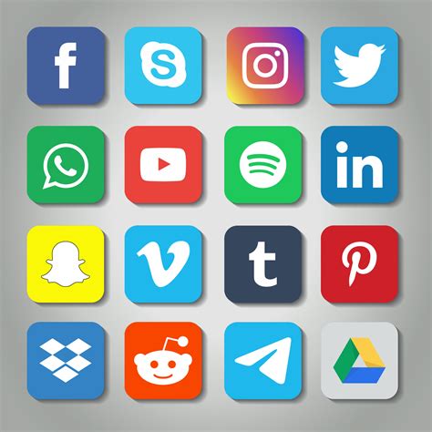 Rounded Square Social Media Icon Set Download Free