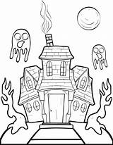 Haunted House Coloring Drawing Halloween Pages Kids Printable Simple Color Print Getdrawings Getcolorings sketch template