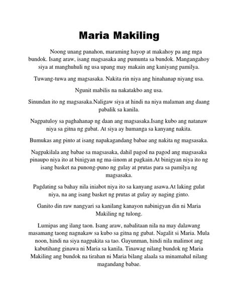 maikling kwentong epiko tagalog halimbawa ng trabaho images
