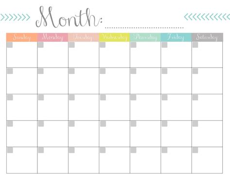 monthly calendar  printable