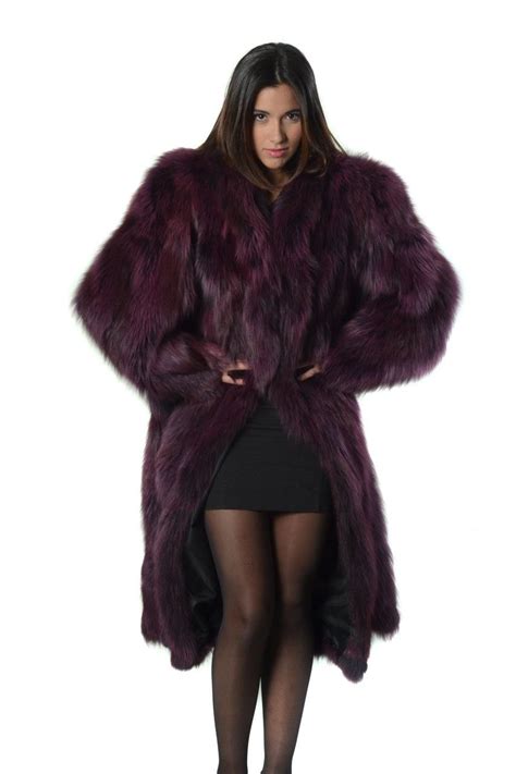 purple fox fur coat  length fur coat purple fur coat fur fashion