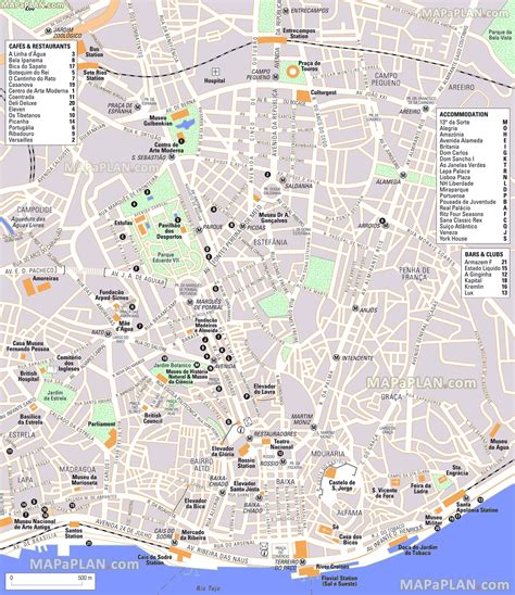 map  lisbon tourist attractions  monuments  lisbon