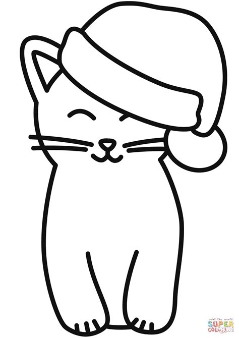 kolorowanka kot  swiatecznej czapce kolorowanki dla dzieci  druku