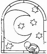 Moon Coloring Pages Night Good Stars Goodnight Drawing Dibujos Colouring Window Through Getdrawings Comments Coloringhome sketch template