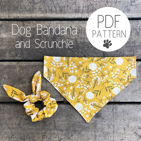 sewing pattern dog bandana  matching scrunchie  etsy