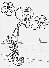 Pages Printable Coloring Spongebob Lonely Squidward sketch template