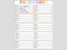 Password Log, Printable Planner Page, Password Book, Password Keeper