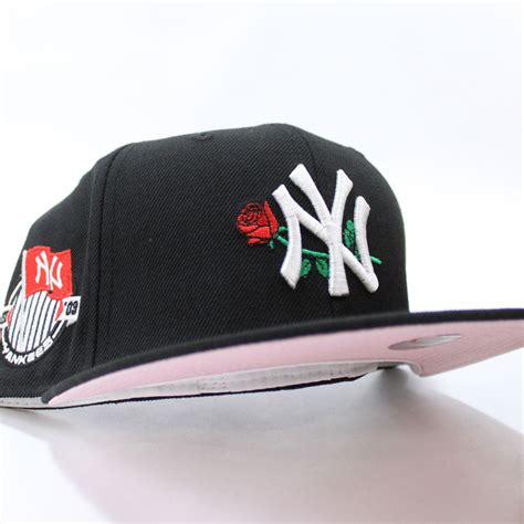 york yankees rose team flag fifty  era fitted hat black pink