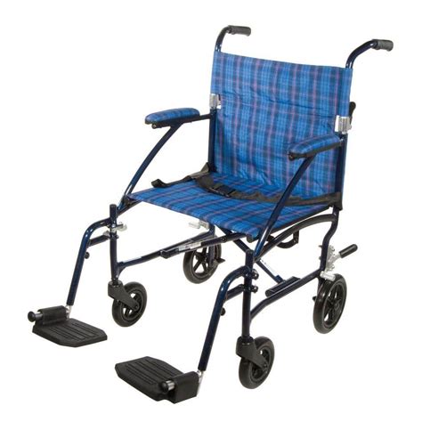 drive medical fly lite ultra lightweight transport wheelchair  blue dfl bl  home depot