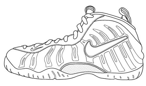 foamposite nike shoe outline sketch coloring page