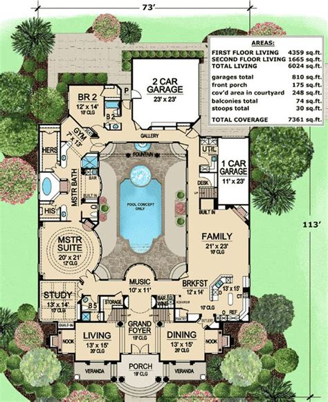 plan tx luxury  central courtyard home decor pinterest pool house plans