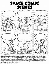Comic Coloring Space Scenes Pages Crayola Print Au sketch template