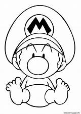 Mario Coloring Cute Baby Pages Printable Print sketch template