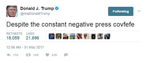donald trump tweets  negative press covfefe sends internet  frenzy