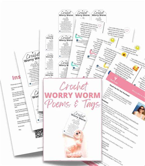 worry worm poems tags  printable start crochet