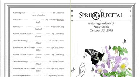 editable recital program package spring recital programs
