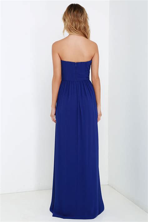 Pretty Royal Blue Dress Strapless Dress Maxi Dress Blue Gown 98 00