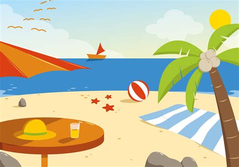 summer beach vector illustration beach illustration beach cartoon