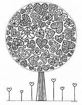 Coloring Tree Heart Valentine Zentangle Preview sketch template