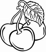 Cherry Coloring Pages Cherries Drawing Stalk Three Apple Fruit Colouring Color Vegetable Fruits Vegetables Getdrawings Google sketch template