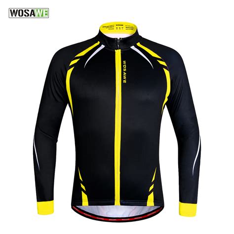 wosawe thermal cycling jackets yellow windproof long sleeve jersey mtb