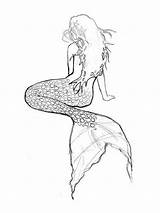 Watercolor Havfrue Tegninger Meerjungfrau Mermaids Tegning Dreaming Havfruer Malerei Meerjungfrauen Skizzieren Getdrawings sketch template