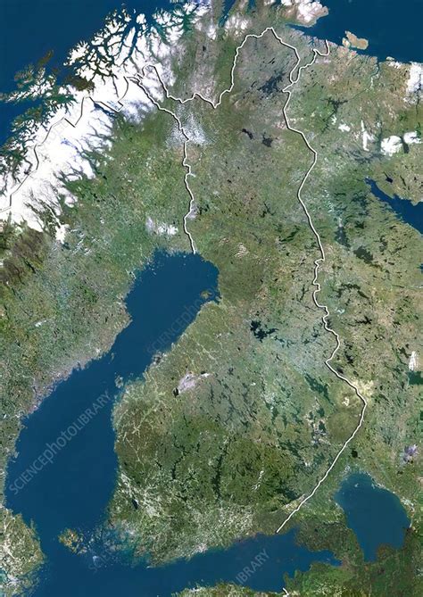 finland satellite image stock image  science photo library