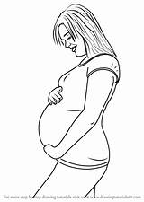 Pregnant Woman Draw Step Drawing Drawingtutorials101 sketch template