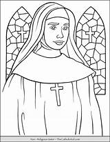 Nun Coloring Sister Religious Catholic Pages Kids Thecatholickid Catherine Siena St sketch template