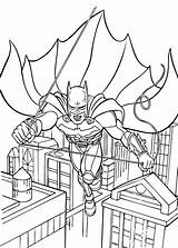Batman Coloring Printable Gotham City Swinging Knight Dark sketch template