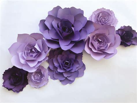 purple paper flower nursery decor girls room wall art purple