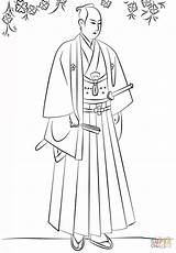 Samurai Hakama Japoneses Supercoloring Japones sketch template