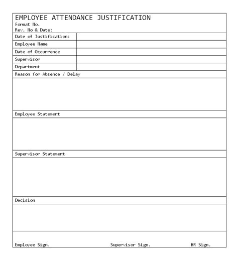 employee attendance justification report