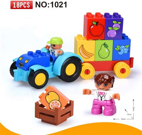 gorock 18pcs duploe my first tractor fruits set building blocks large