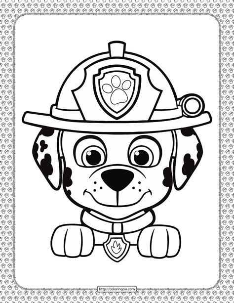 marshall paw patrol coloring pages printable