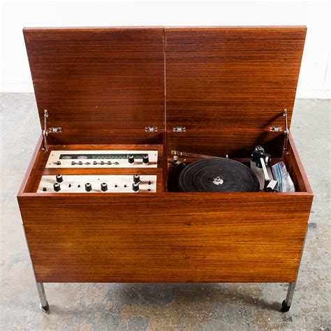 stereotronic hifi teak stereo console  tube amp record player vintage mid century