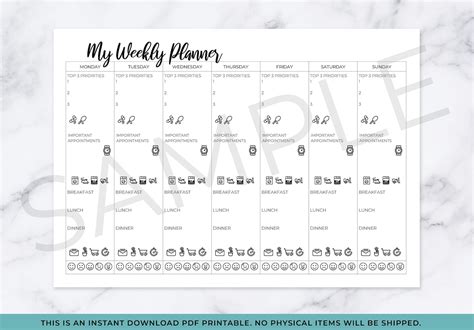 weekly planner  adhd instant digital   etsy