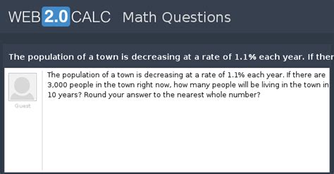 view question  population   town  decreasing   rate    year
